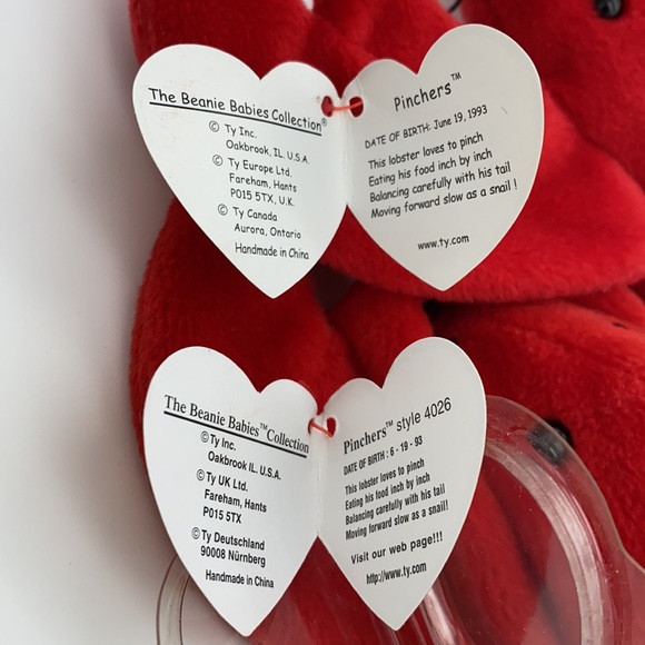 TY BEANIE BABIES COLLECTION PINCHERS Red Lobster set of 2 w tags 1993 style 4026 - Picture 9 of 15